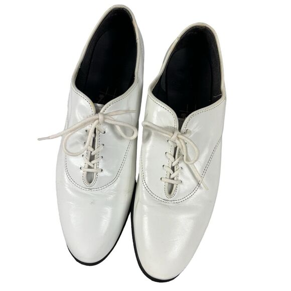 Leather Tic-Tac-Toes Cathy Nappa Oxford Dancing Shoes White Black 9.5 Narrow - Picture 3 of 8